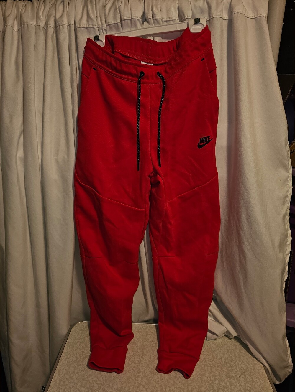 Mens Nike Red Jogger Sweatpants with Black Logo S